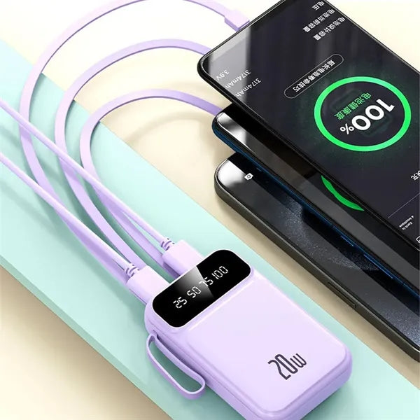 Ultra-Compact 20000mAh Power Bank with Flashlights