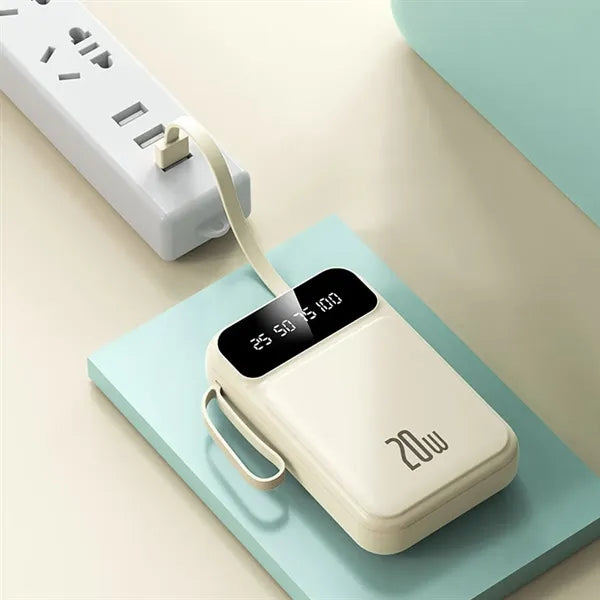Ultra-Compact 20000mAh Power Bank with Flashlights