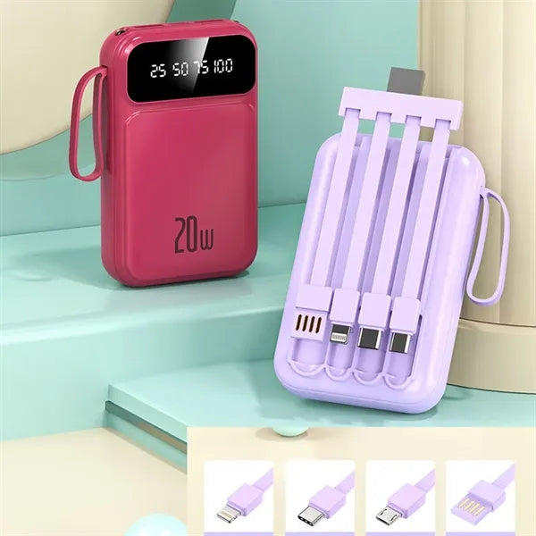 Ultra-Compact 20000mAh Power Bank with Flashlights