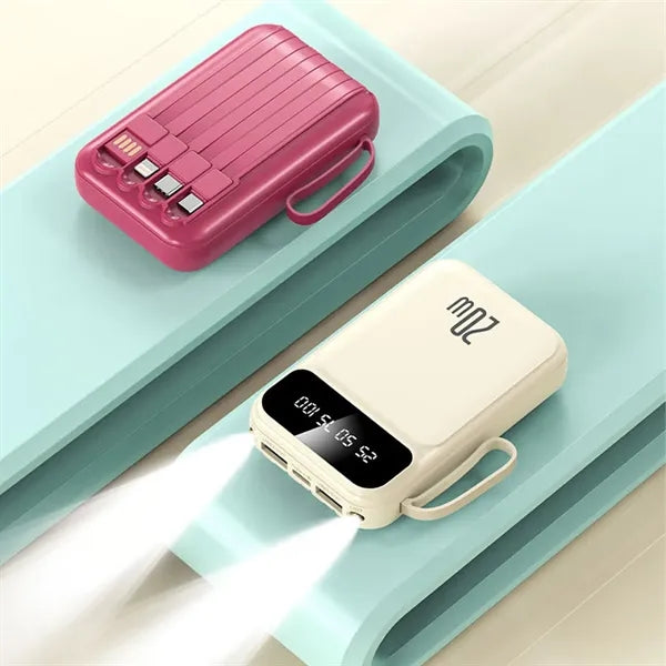 Ultra-Compact 20000mAh Power Bank with Flashlights