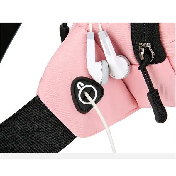 Waterproof Sports Waist Bag with Headphone Hole