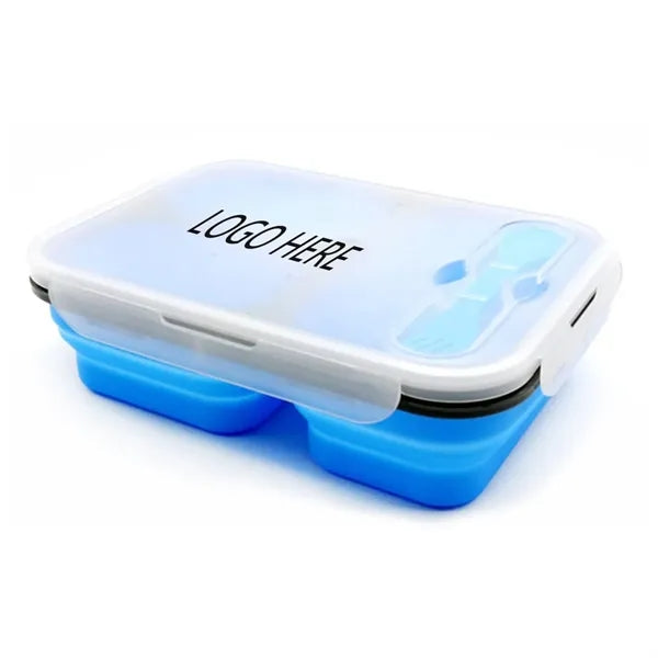 Collapsible Silicone Lunch Boxes with Fork and Spoon