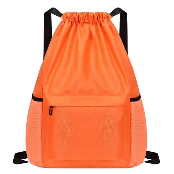 Drawstring Water Resistant Sports Backpack With Side Pocket