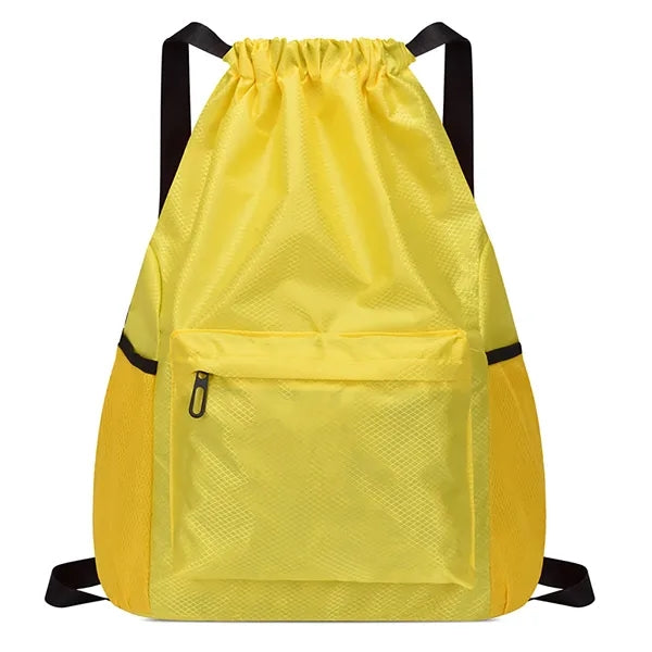 Drawstring Water Resistant Sports Backpack With Side Pocket