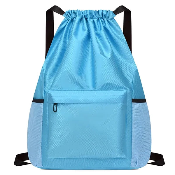 Drawstring Water Resistant Sports Backpack With Side Pocket