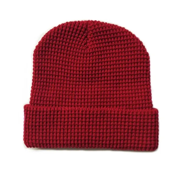 Waffle Beanie Hat with Warm Ear Pads for Winter