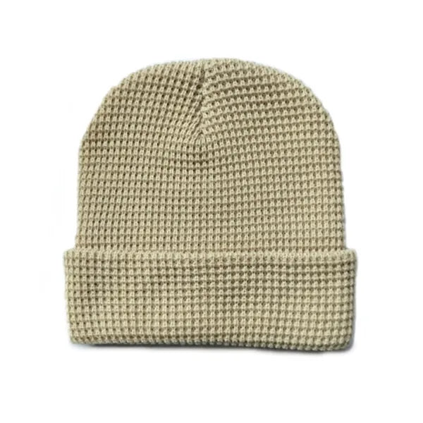 Waffle Beanie Hat with Warm Ear Pads for Winter