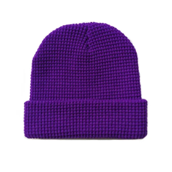 Waffle Beanie Hat with Warm Ear Pads for Winter