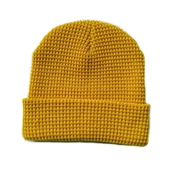 Waffle Beanie Hat with Warm Ear Pads for Winter