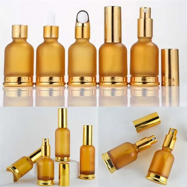 1oz Frosted Gold Glass Dropper Bottle
