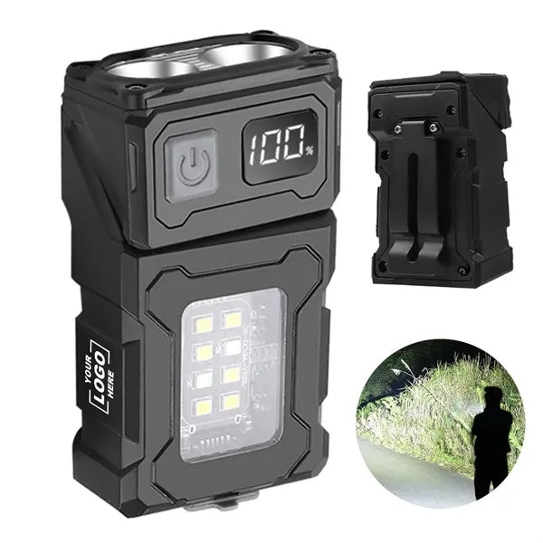 COB LED Digital Display Strong Light Magnetic Flashlight