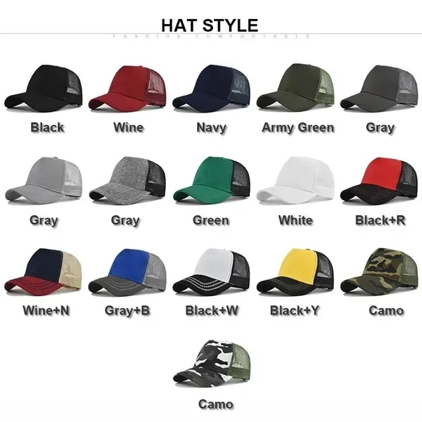 Snapback Trucker Baseball Cap Breathable Dad Hat