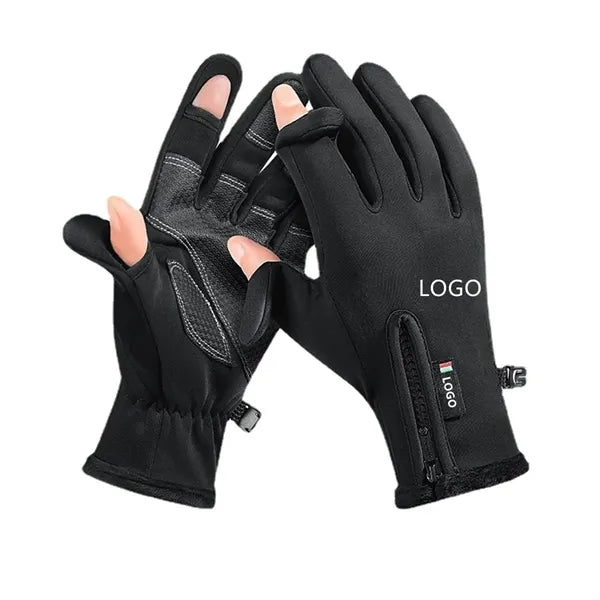 Touch screen gloves with two fingers exposed