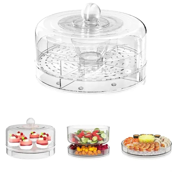 Divided Rotating Serving Tray with Lid