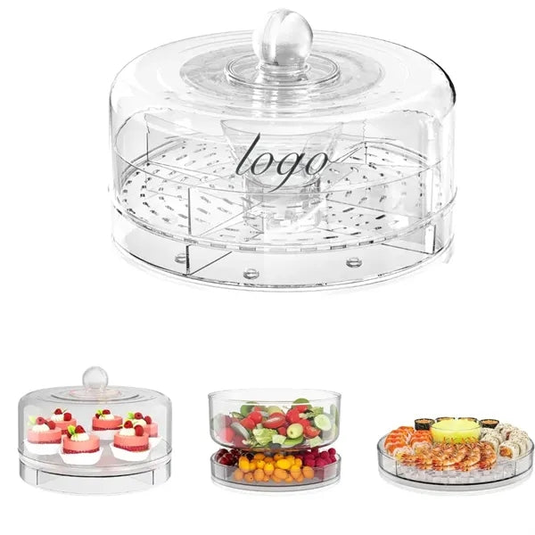 Divided Rotating Serving Tray with Lid