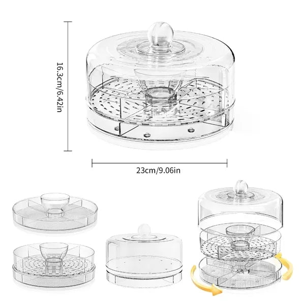 Divided Rotating Serving Tray with Lid