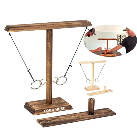 Portable Wooden Ring Toss Tabletop Battle Game for Adults