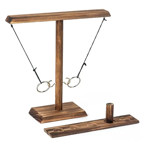 Portable Wooden Ring Toss Tabletop Battle Game for Adults