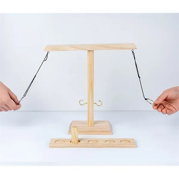 Portable Wooden Ring Toss Tabletop Battle Game for Adults