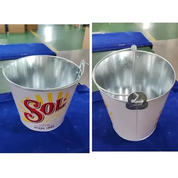 5.28 Qt Galvanized Metal Ice Bucket Beer Cooling Beverages