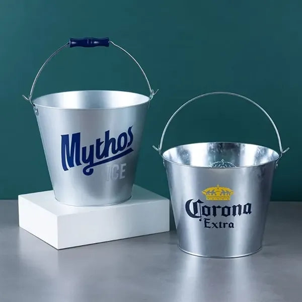 5.28 Qt Galvanized Metal Ice Bucket Beer Cooling Beverages