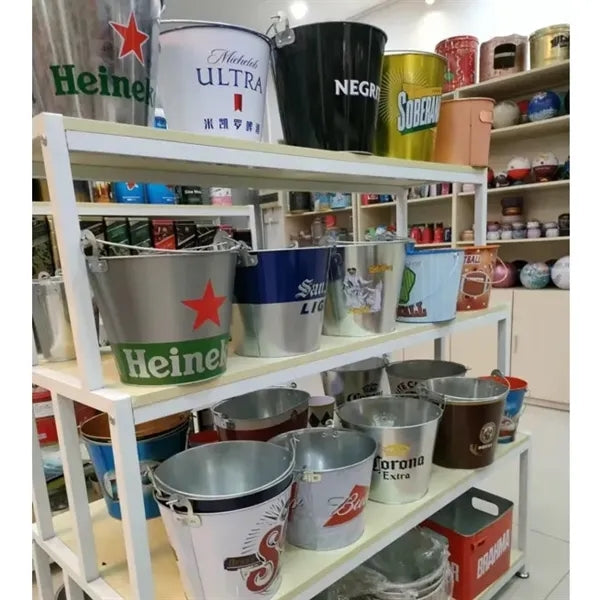 5.28 Qt Galvanized Metal Ice Bucket Beer Cooling Beverages