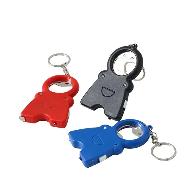 Multifunctional Bottle Opener Tape Measure Keychain with LED
