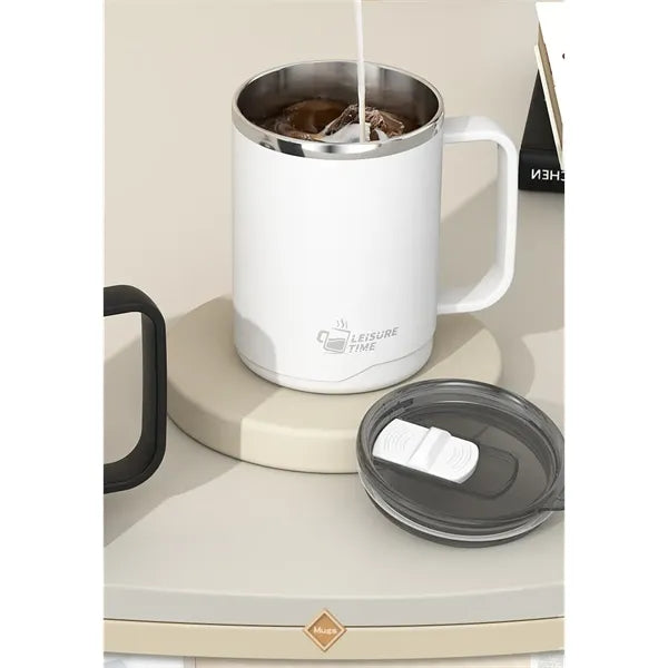 17oz Stainless Steel Coffee Mug with Sliding Lid and Handle