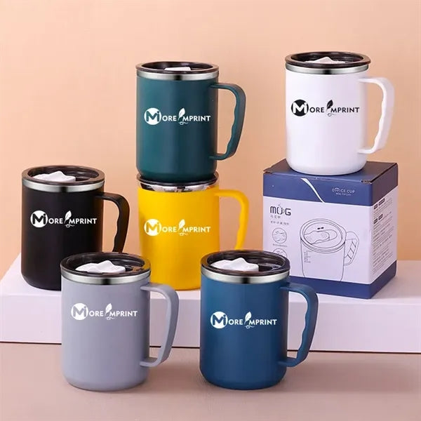 17oz Stainless Steel Coffee Mug with Sliding Lid and Handle