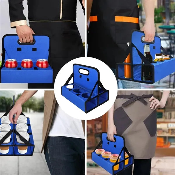 Foldable Drink Carrier with Handle for 6 Cups