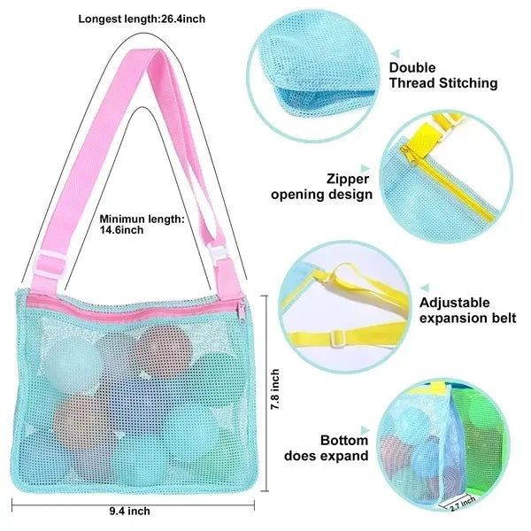 Adjustable Colorful Mesh Beach Bag For Outdoor