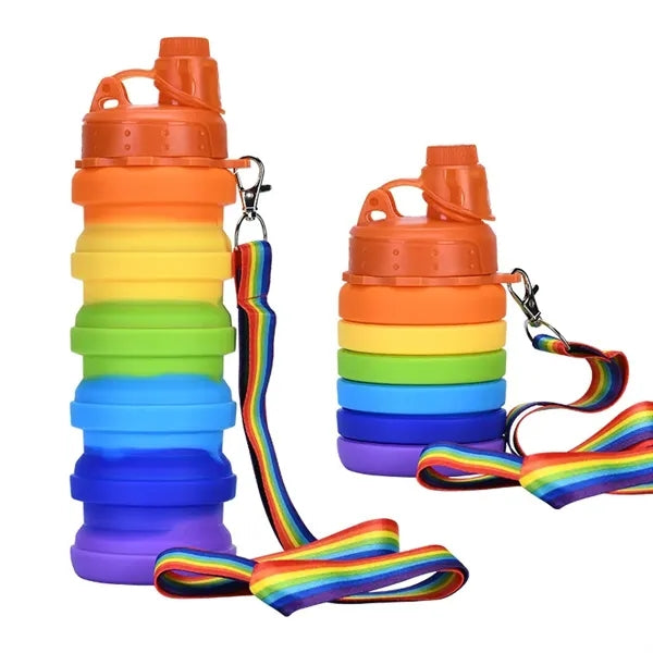 Collapsible Rainbow Water Bottles With Rope
