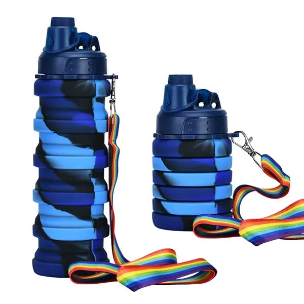 Collapsible Rainbow Water Bottles With Rope