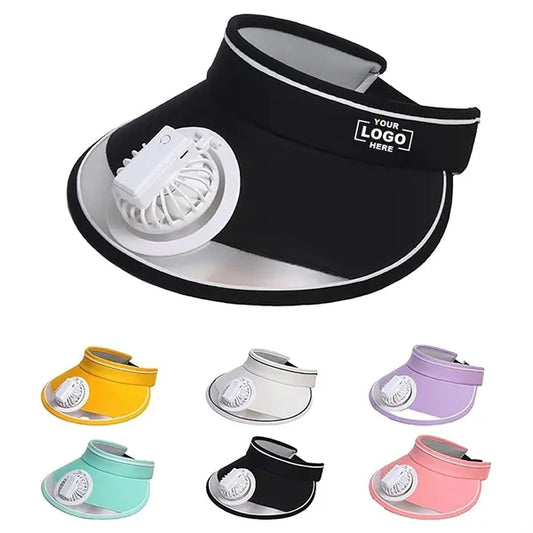 2-in-1 Wide Brim Summer Sun Visor Hat with Rechargeable Fan