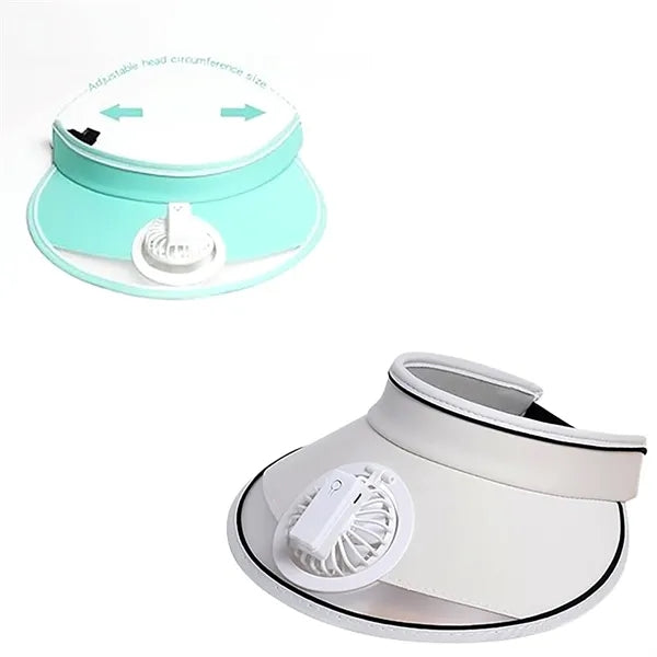 2-in-1 Wide Brim Summer Sun Visor Hat with Rechargeable Fan