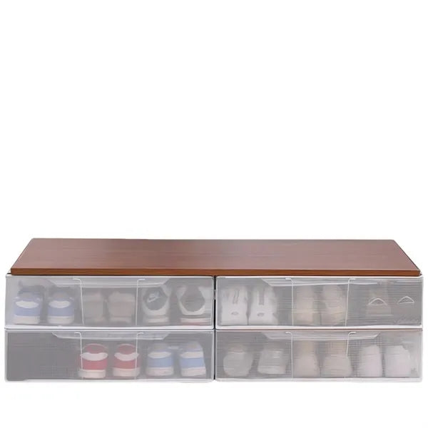 Steel Frame Transparent Shoe Organizer For Closet Box