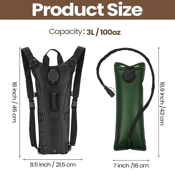 Tactical Hydration Pack with 3L Water Bladder