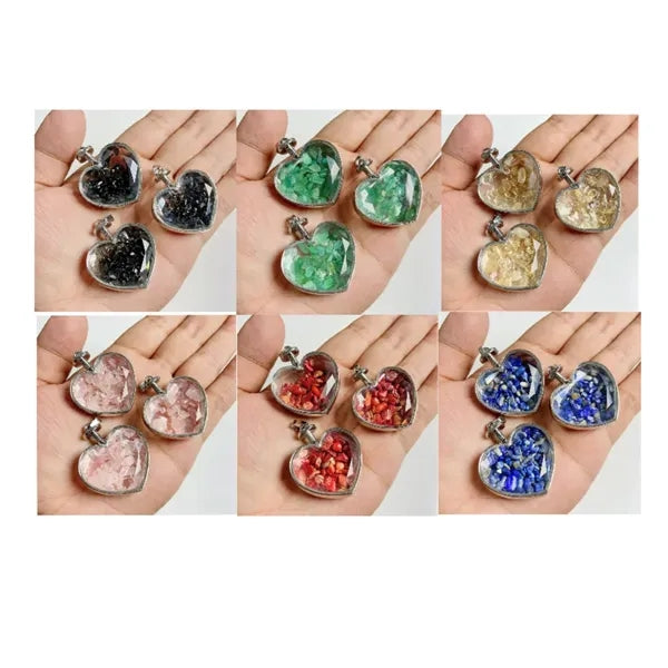 Faceted Heart Glass Crystal Bottle Pendant, Neckalce