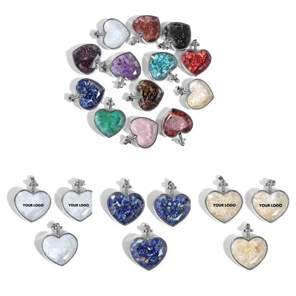 Faceted Heart Glass Crystal Bottle Pendant, Neckalce