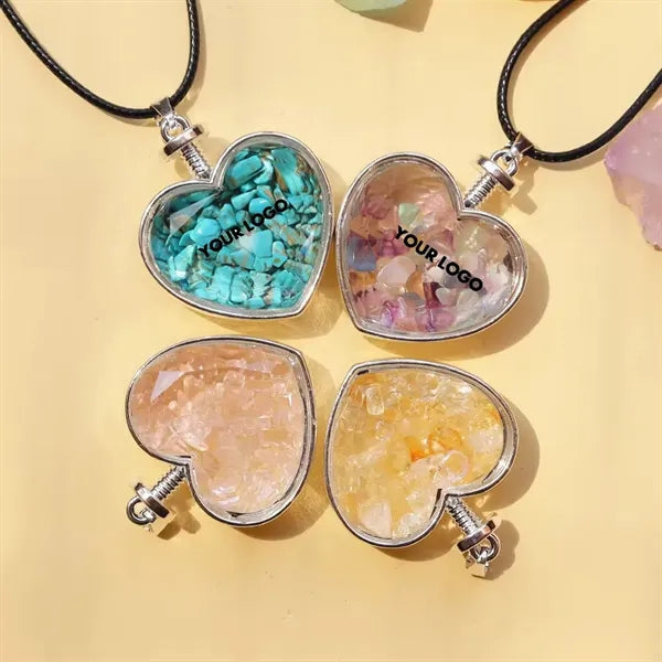 Faceted Heart Glass Crystal Bottle Pendant, Neckalce