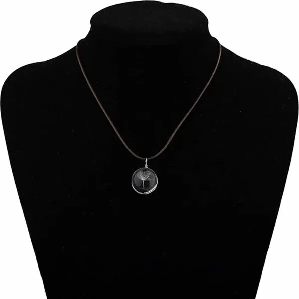 Dandelion Glass Necklace Handmade