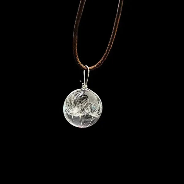 Dandelion Glass Necklace Handmade