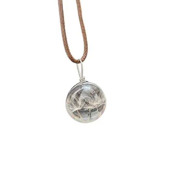 Dandelion Glass Necklace Handmade