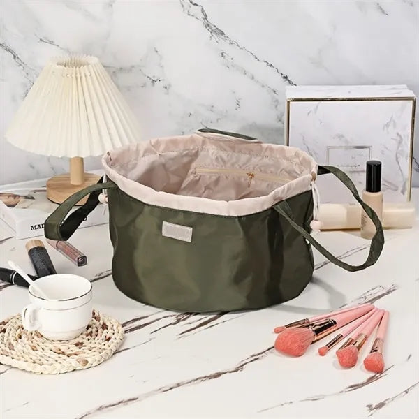 Barrel Drawstring Makeup Bag Large Travel