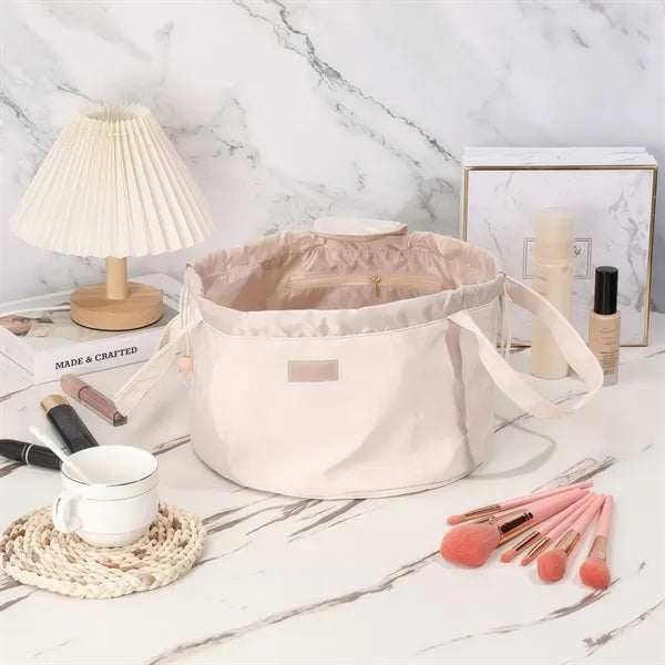 Barrel Drawstring Makeup Bag Large Travel