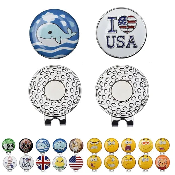 Magnetic Golf Hat Clip with Full Color Ball Marker