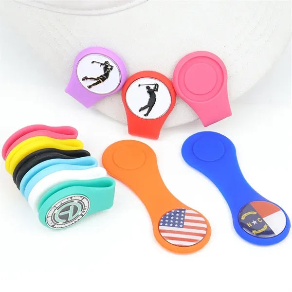 Silicone Golf Ball Marker Hat Clip with magnets