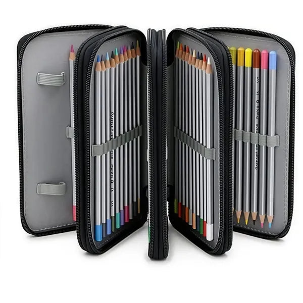 Large Capacity Pencil Case Zipper Purse 4 Compartment