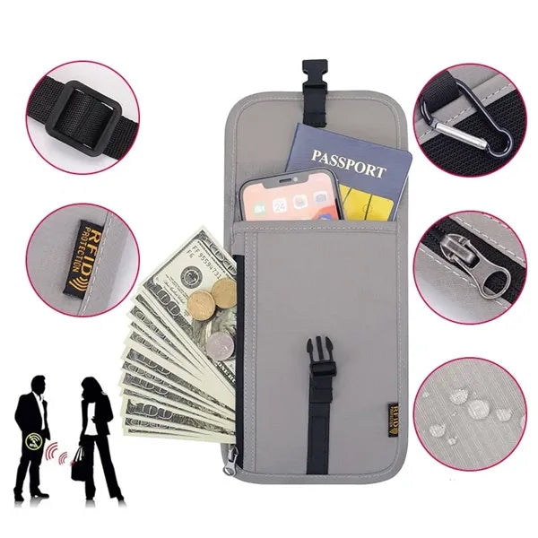 Multifunctional RFID Neck Wallet ID Bag