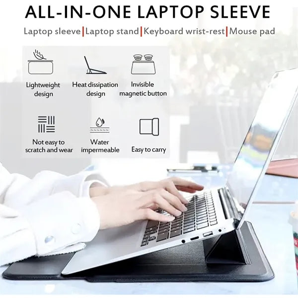 13inch PU Leather Laptop Sleeve with Stand